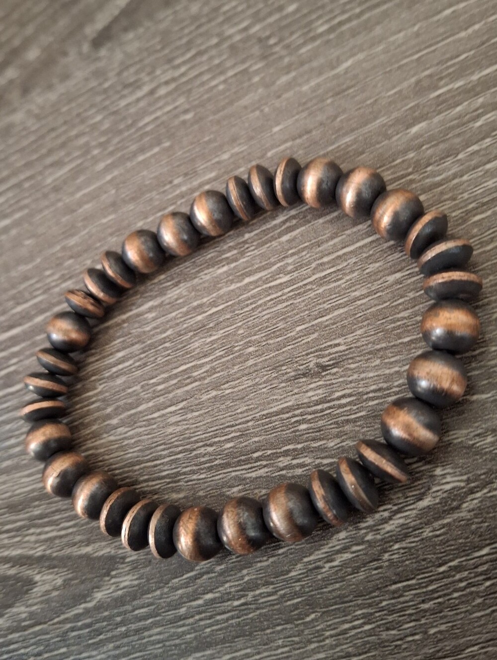 Bracelet Copper Saucers And Pearls Stretch - Picture 2 of 3